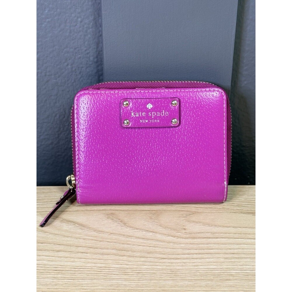 Kate Spade Wellesley Cara Small Wallet Pink Leather Bifold Zip Coin Purse Y2k